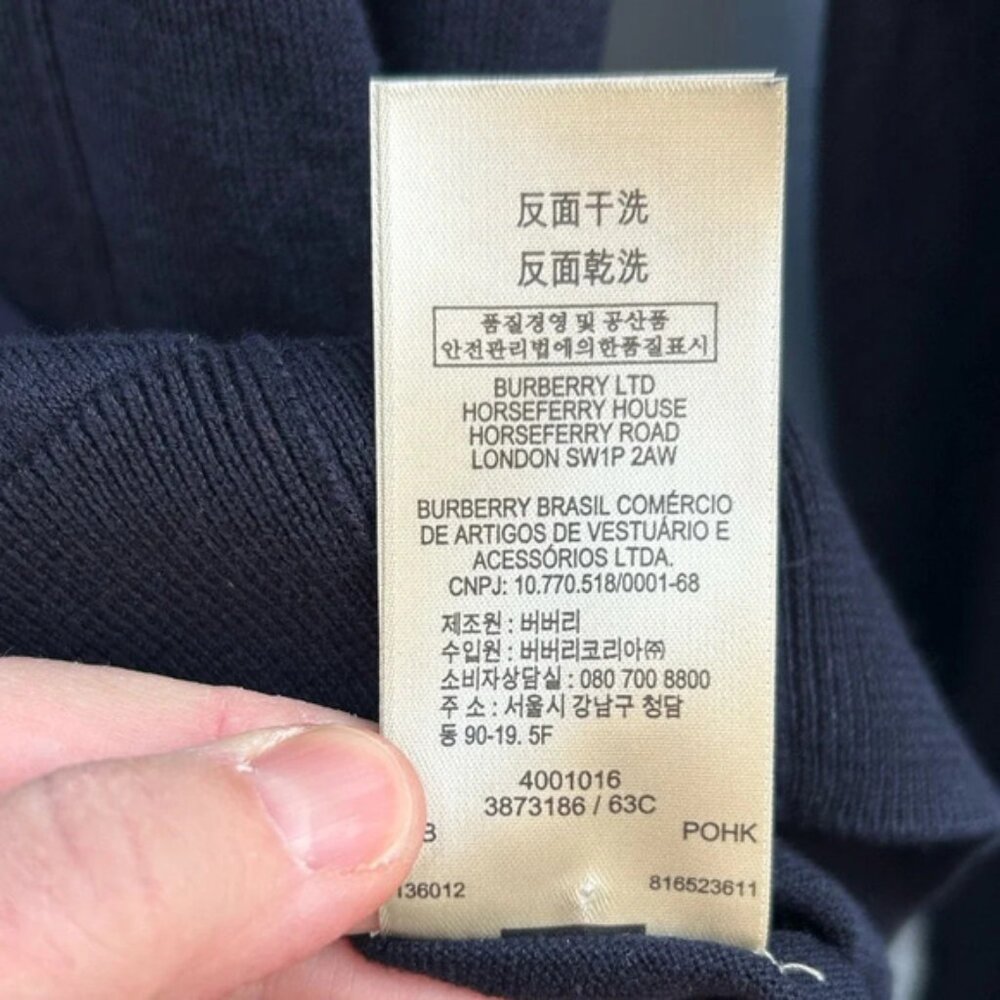 Burberry Navy Cotton Cardigan, size M - Picture 9 of 9